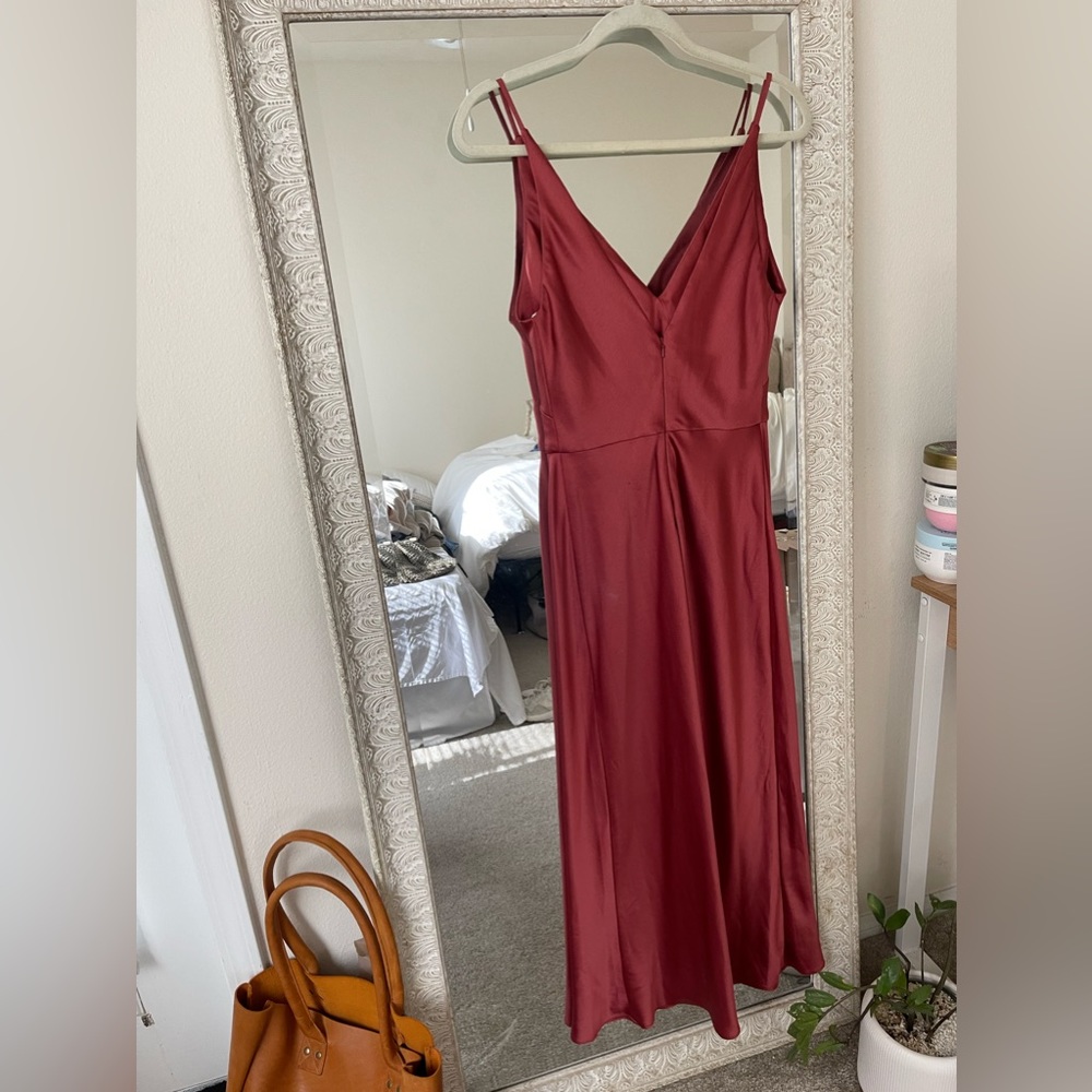 BHLDN Jenny Yoo Marcy Satin Rust slip dress - Picture 7 of 8